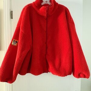 Disney Red Fleece Jacket with Minnie Mouse Patch